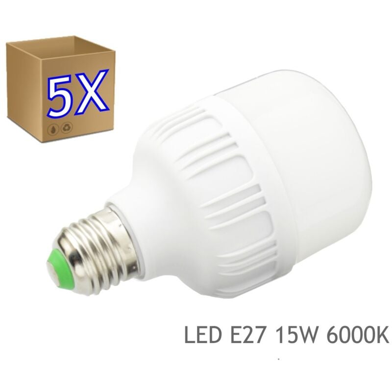 5 x Ampoule led 15W E27 Lumière à Vis 6000K Blanc Froid Ampoule led E27 Standard - Jandei