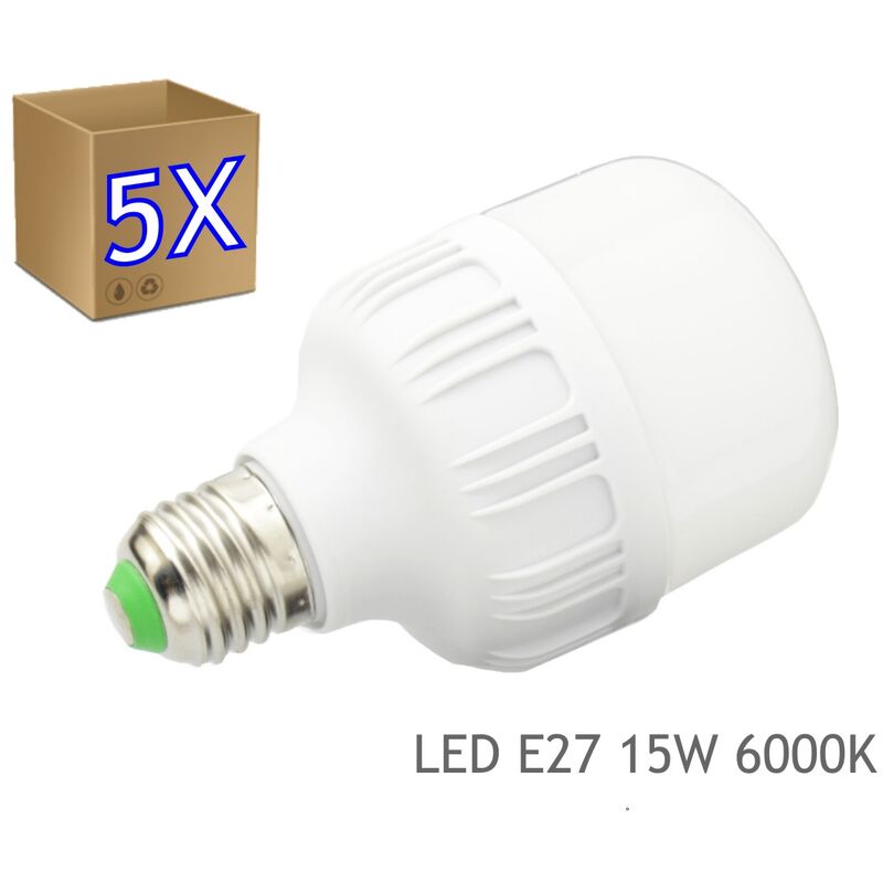 Image of 5 x lampadina a led 15W E27 luz 6000K bianco creddo - Jandei