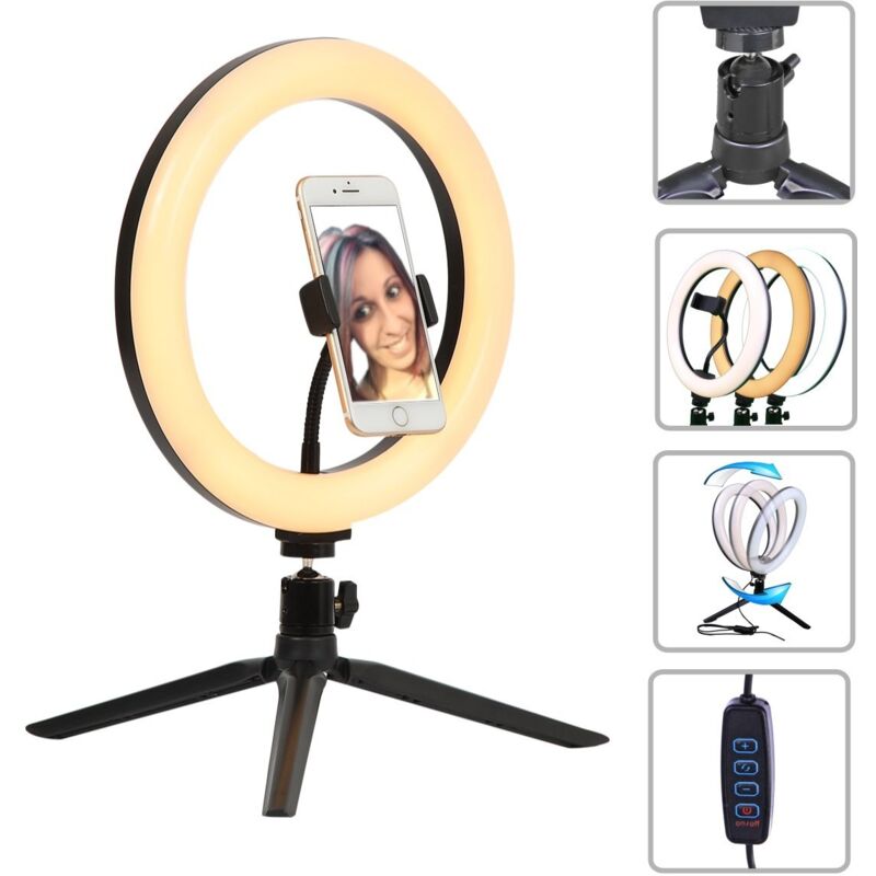 

Anillo de led con soporte 260mm de diámetro regulable luz de anillo selfie LED Youtube TikTok - Jandei