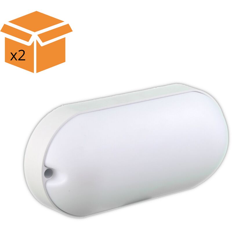 

x2 Aplique led 15W plafón de forma semi oval blanco luz blanca 6000K exterior IP54 entradas, garajes, jardin - Jandei