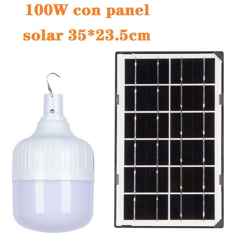 Ampoule solaire led portable 100W 6500K Lampe solaire Énergie solaire photovoltaïque - Jandei