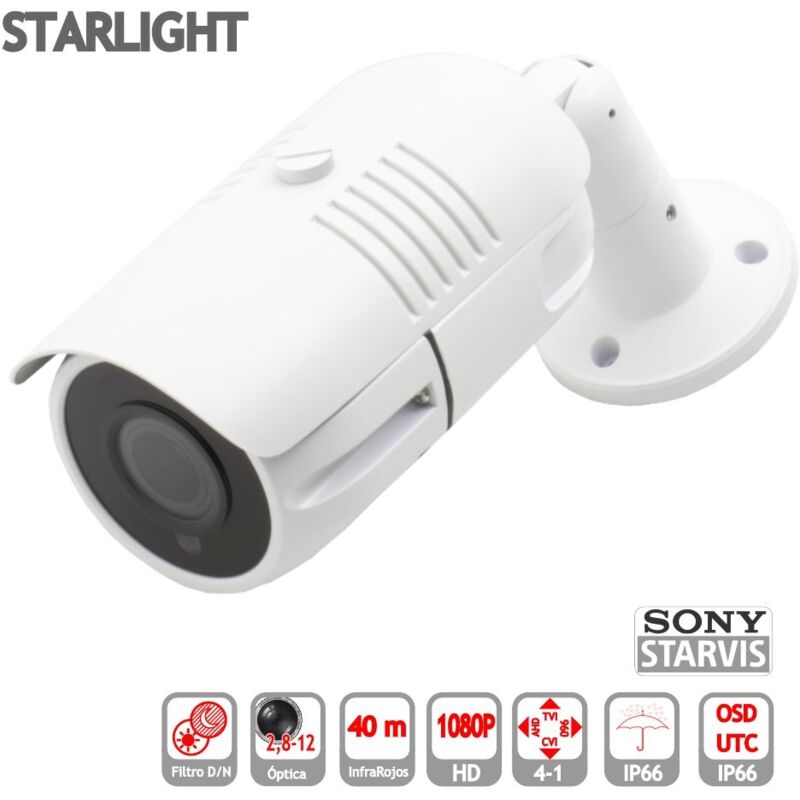 Jandei - Caméra Bullet 4 en 1 1080P Extérieure 2,8-12 mm STARLIGHT OSD UTC Caméras Blanches 4-1