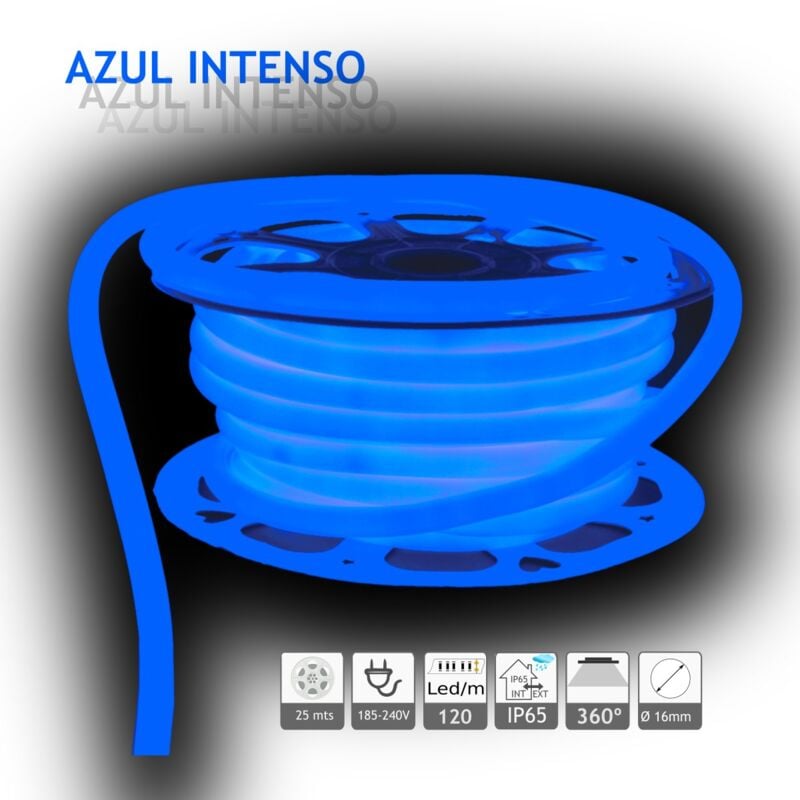 Image of Neon led circolare 360 ​​blu blu 220v 120 led metropolitana 25m circolare a led neon 360o - Jandei