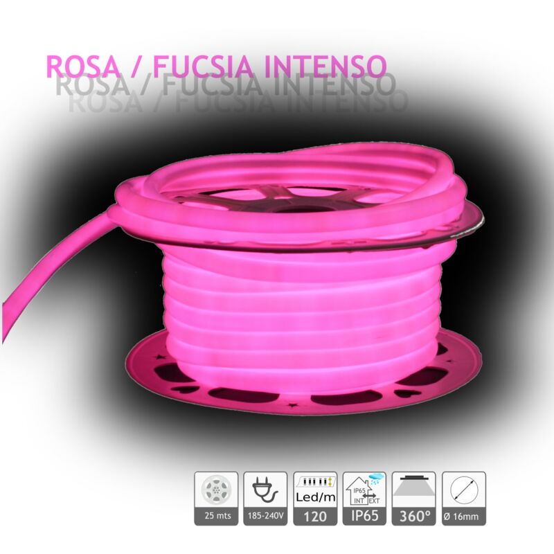 Image of Jandei - Neon Led Circular 360 Rosa flessibile Rosa 220V 120 LED 25M Circolare a LED neon 360o