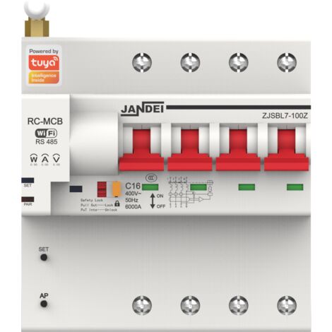 Jandei - Commutateur magnétothermique Wi-Fi automatique 63A 4P Tuya Smart App Le compteur de courant de tension complète l'application TUYA