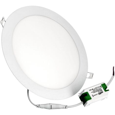 JANDEI Downlight LED 18W Redondo Plano De Empotrar Luz Blanca Fría 6000K, Aluminio Aro Blanco Mate, Para Hueco De 200-205mm Blanco