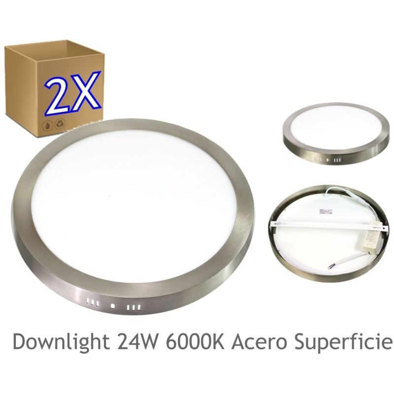 2x Downlight led 24W 6000K surface ronde en acier finition Downlight et plafonniers led - Jandei