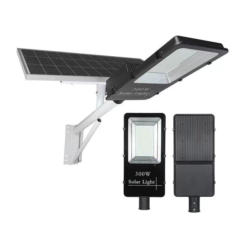 

Farola LED 300W Solar Exterior IP65 Panel Orientable 120 LEDS 4000 Lúmenes 6000K Blanco Frío Batería Ion-Litio mando a distancia iluminación exterior