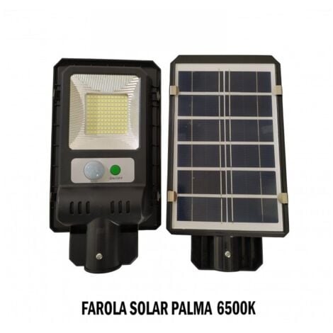Jandei - Farola Solar PALMA compacta 120 LEDs 6500K con sensor de movimiento placa solar integrada batería litio 2000mAh