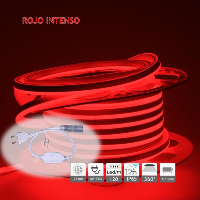 Image of Neon led Flex Simple Face 120led/m rosso 220V Outdoor 25m neon flessibile 1 Vesti - Jandei