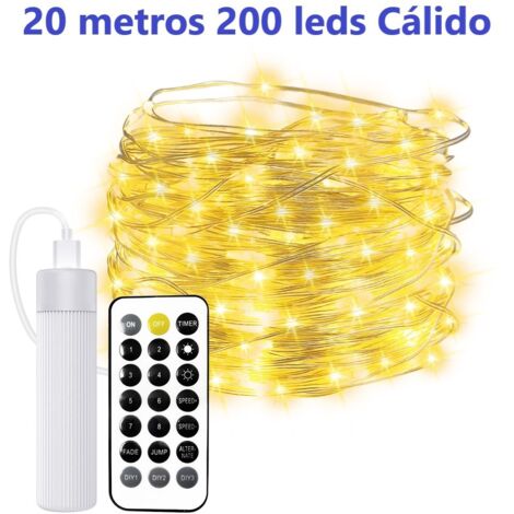 Jandei - Guirlande lumineuse rechargeable USB 20m 200leds Chaude avec télécommande Batterie 1800MA Guirlandes LED