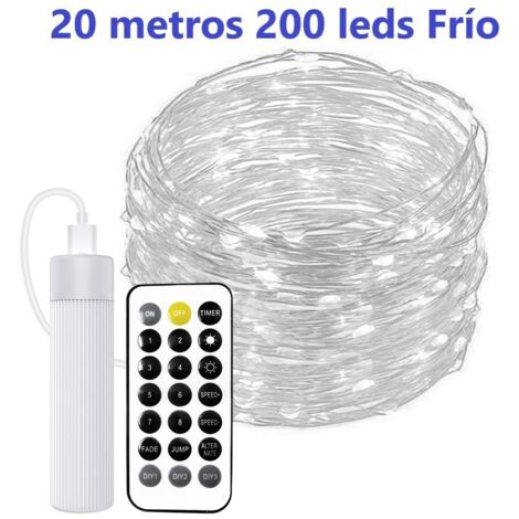Jandei - Guirlande lumineuse rechargeable USB 20m 200leds FROID avec télécommande Batterie 1800MA Guirlandes LED