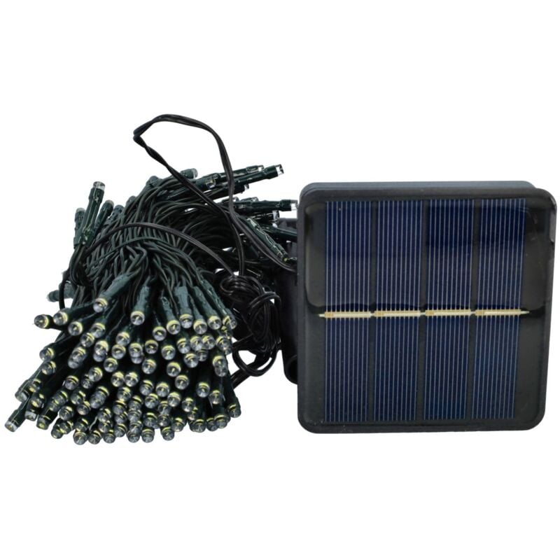 

Guirnalda led 20m 200 Led con panel solar 8 func. Blanco frío 6000K Led Decorativo batería recargable 1200mA decoración jardín terraza resistente al