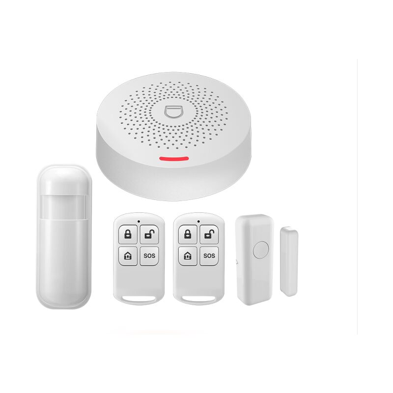 

KIT Alarma Tuya Smartlife hogar, negocio. Fácil de usar detector puerta central y sirena detector PIR mando a distancia Google Amazon Alexa Smartlife
