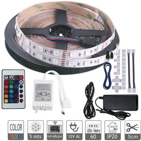 main image of "jandei Kit Tira LED RGB 5 MTS 60 LEDs 5050 SMD Más Conectores Para Interconectar Tira"