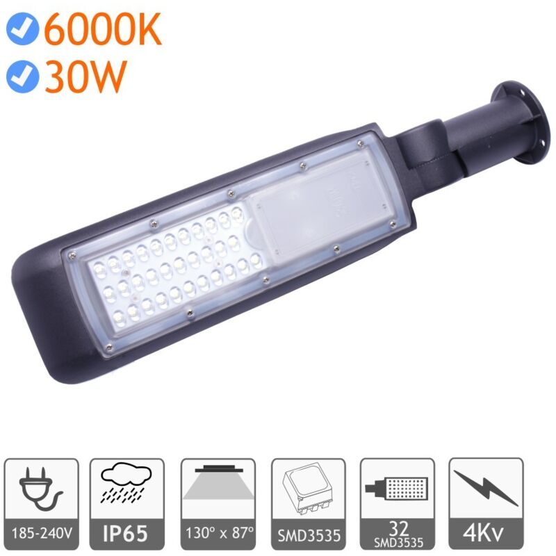 Lampadaire led 30W 4kV 6000K extérieur pf 0,95 gris SMD3535 Lampadaire led 220V - Jandei