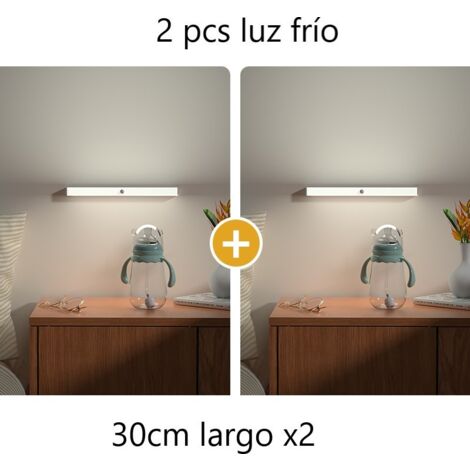 Jandei - Lampe de Garde-Robe 30cm Froid 6000K avec Capteur de Mouvement Rechargeable USB Pack x2 Lampes LED et Appliques Murales