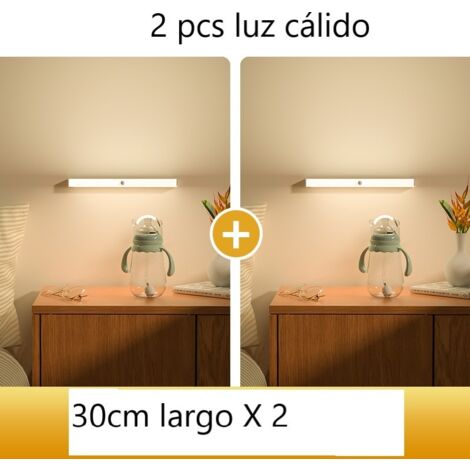 Jandei - Lampe de garde-robe chaude 30 cm 3000 K avec capteur de mouvement rechargeable USB x2 lampe à batterie - Piles
