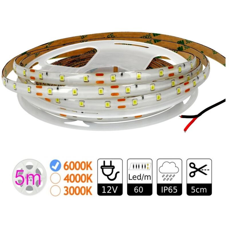 Jandei - Bande LED 12V DC 6000K SMD2835 60led/m bobine externe 5m bandes LED