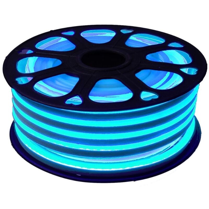 Image of Led semplice semplice 12v Celeste Blue 8mm Cut 2,5 cm 112 Metro led 8W 25M led flessibile Neon 8mm 12V 12V - Jandei