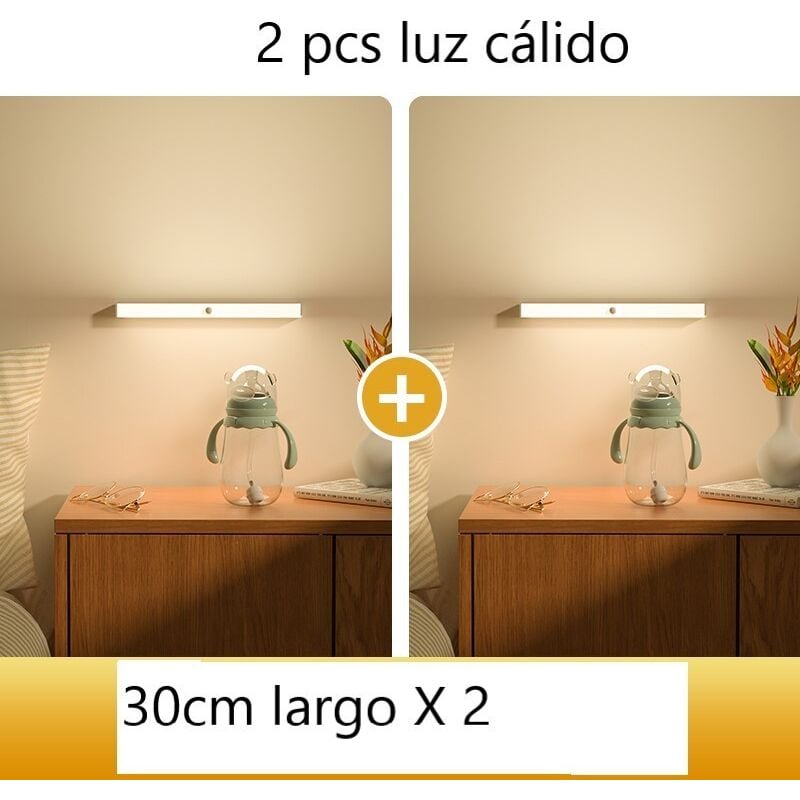Lampe de garde-robe chaude 30 cm 3000 k avec capteur de mouvement rechargeable usb x2 lampe à batterie - Piles - Jandei