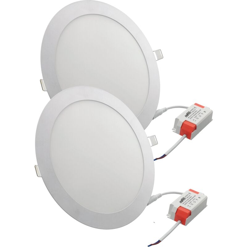 2x Downlight led 18W rond encastrable 6000K, anneau en aluminium blanc mat, pour Downlight led encastrable 200-205mm - Jandei