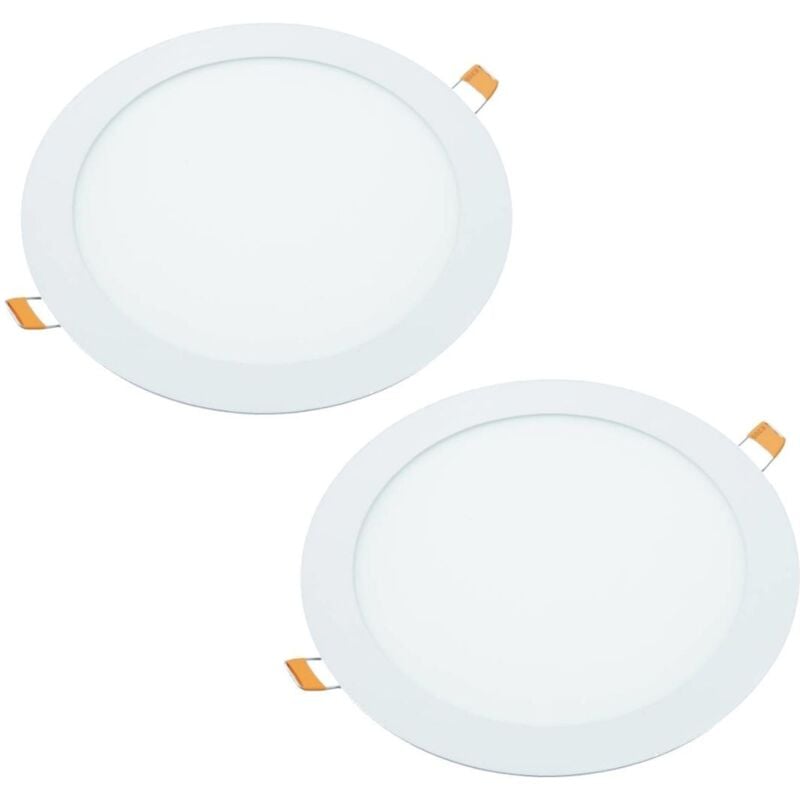 Jandei - 2x Downlight led 18W rond encastrable 4200K, anneau en aluminium blanc mat, pour encastrement 200-205mm led Downlight