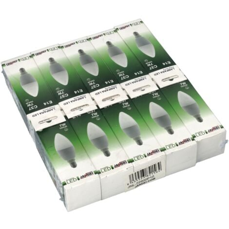 Jandei - Pack x10 Bombilla Led tipo Vela C37 7 vatios, Rosca E14 Color de la luz Blanco Frío 6000K
