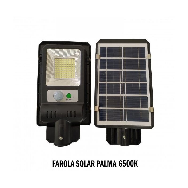 Jandei - Lampadaire solaire PALMA 200Lm 10W 6500K avec capteur, batterie au lithium 2000mAh, support de lampadaire solaire LED