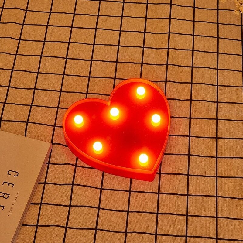 Lettres led Coeur Rouge lumière blanc chaud hauteur 16 cm fonctionnant sur piles 2AA Lettres et étiquettes - Jandei