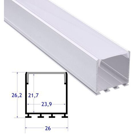 Jandei Perfil aluminio superficie colgante 26 mm con tapa 2 metros