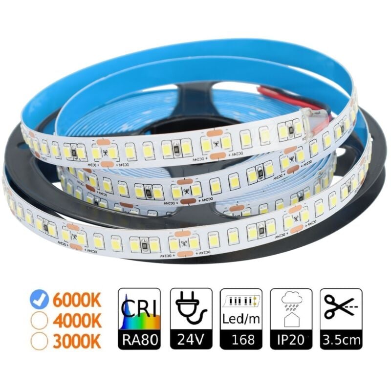Jandei - Bande led 24v intérieur 6000K 168 led SMD2835 15W pcb 3 onces 5 m Bandes led