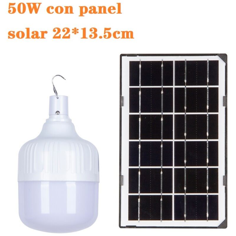 Image of Portatil lampadina a led 50w 6500k lampada solare fotovoltaica - Jandei