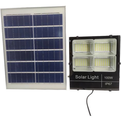 Jandei - Proyector Led Solar 100W panel separado bateria litio 850 lúmenes 224 Leds Iluminacion solar