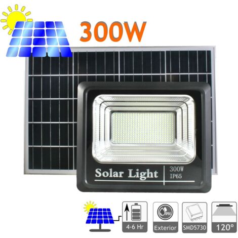 Jandei - Proyector LED solar 3000 Lúmenes 300W panel orientable exterior mando a distancia