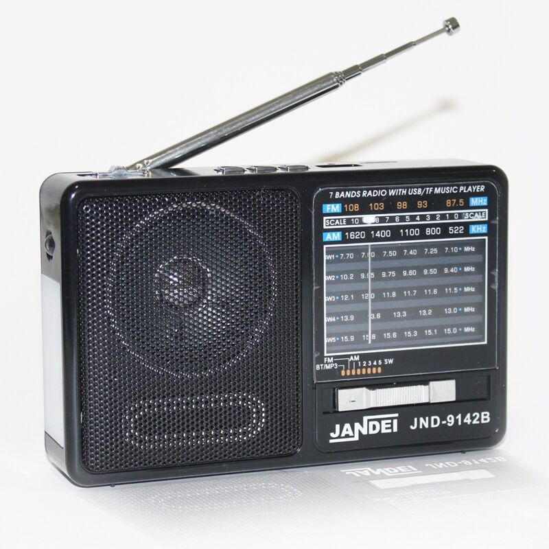 

Radio pequeña, 7 bandas con Bluetooth batería recargable USB Linterna - Jandei