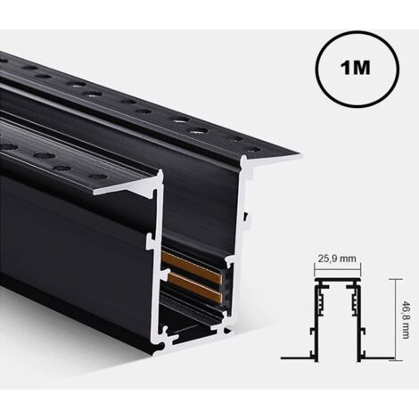 Jandei - Rail magnétique encastré noir 48V 1 mètre Accessoires pour rail magnétique