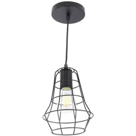 Jandei - Suspension tulipe rustique noire vintage E27 - Rétro