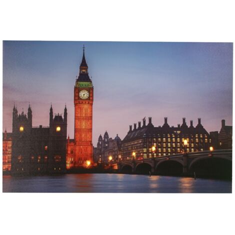Jandei - Tableau avec 8 LED Tour Big Ben Londres 60 x 40, 2 piles AA LED Pictures