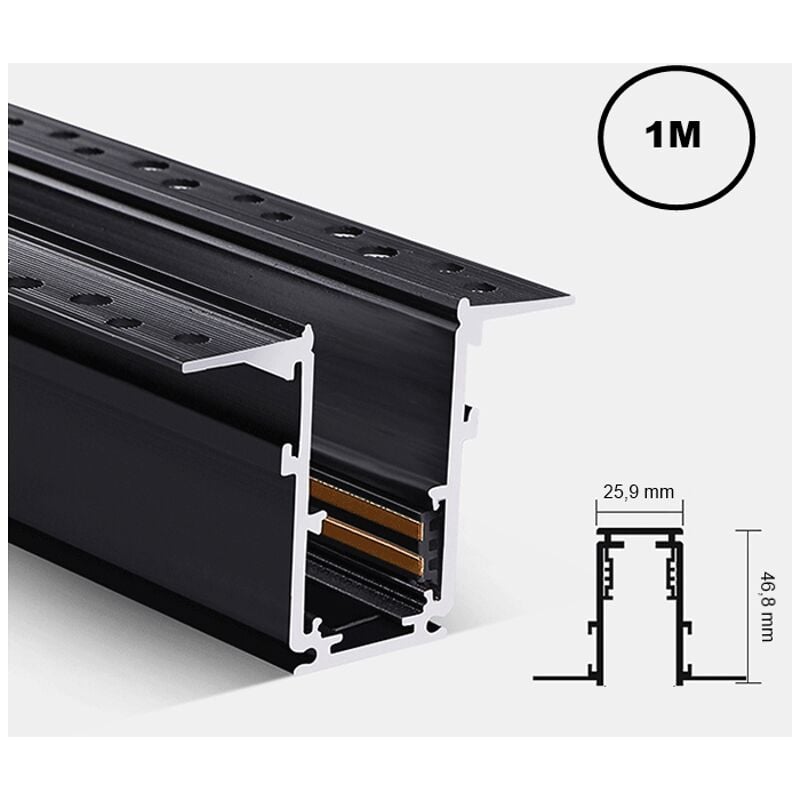 Jandei - Rail magnétique encastré noir 48V 1 mètre Accessoires pour rail magnétique