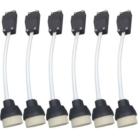 jane Art (6 Pices) Douille Gu10 Socle En Cramique Et Bornier/pont Avec Cble Et Manchon Isolant - Adaptateur Pour Connecteurs De Douilles Led Et Ha