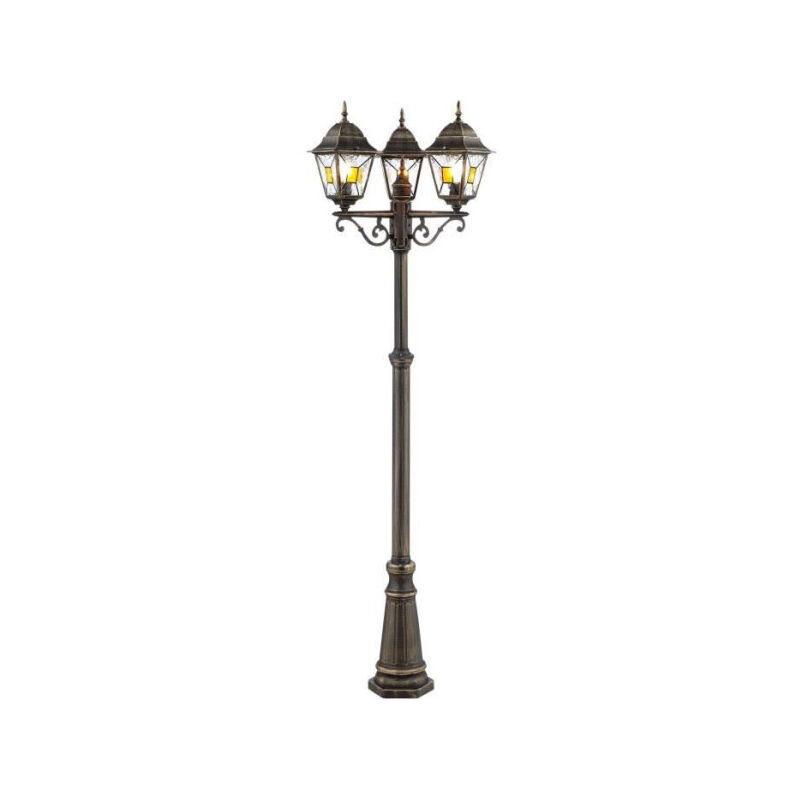 Lampadaire extérieur janel Brilliant noir doré - métal/verre - 3x60W - IP44