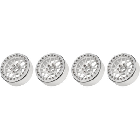 Jante alliage aluminium 2,2 pouces pour voiture RC 1/10, roue à bille argentée pour modélisme.