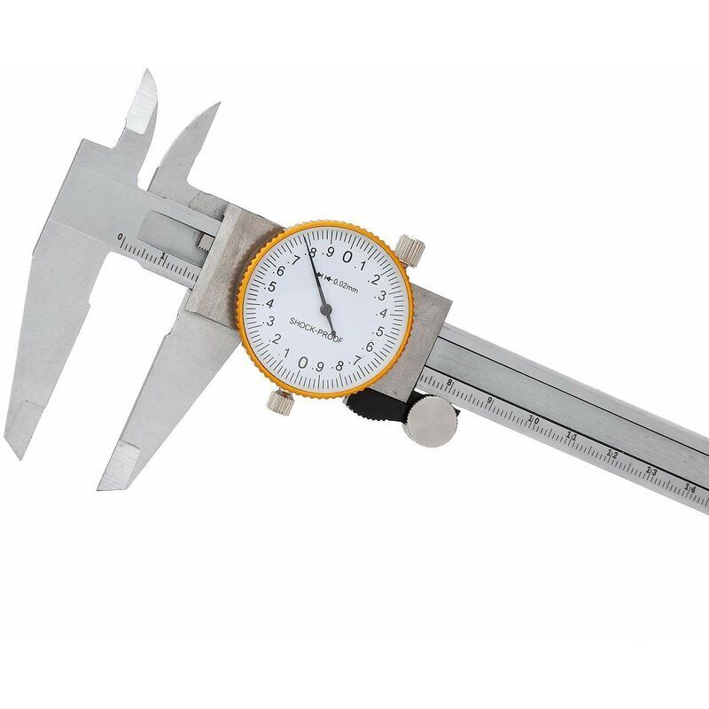 Serbia - janue Pied à Coulisse à Cadran 200mm 8 en Acier Inoxydable Tête Précision Antichoc et Verrouillable Micromètre à Jauge 4 Voies 401231