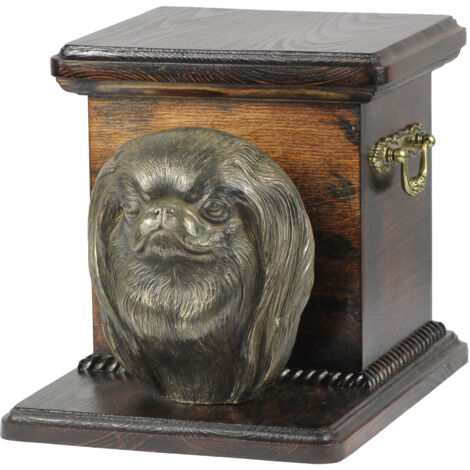 Japan-Chin, Japanischer Spaniel - eine Urne für Hundeasche mit einer Statuette, eine elegante Urne für einen Hund, eine einzigartige Urne mit einer Hundebüste von Art-Dog