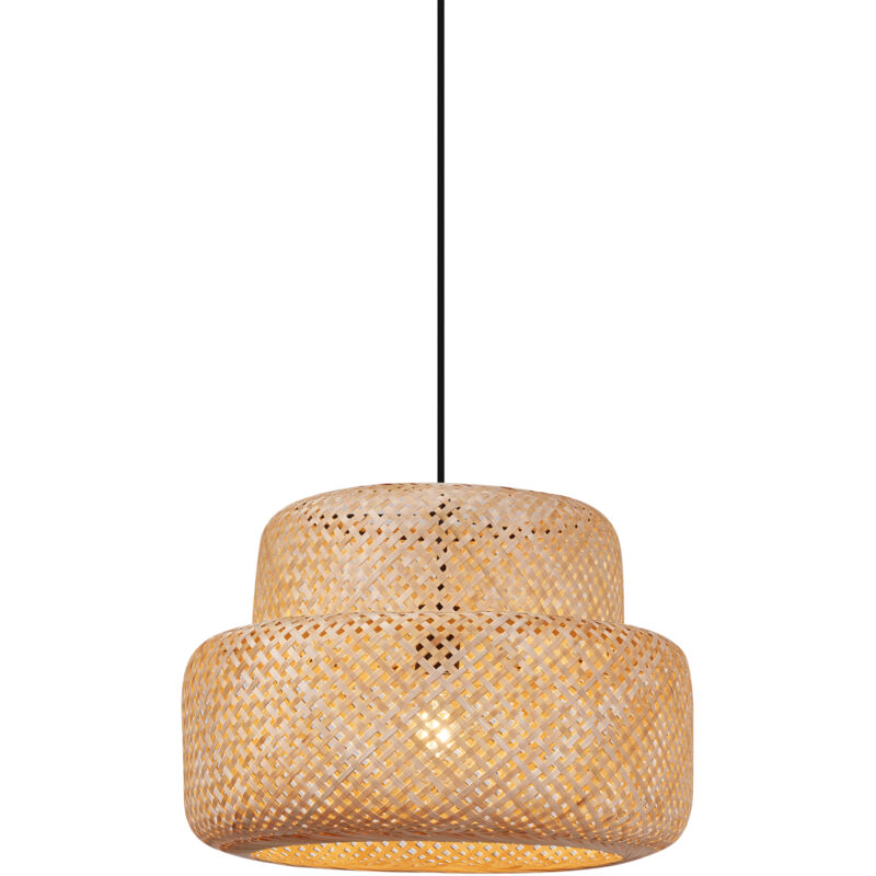 Qazqa Japandi Pendant Lamp Black With Bamboo - Kea