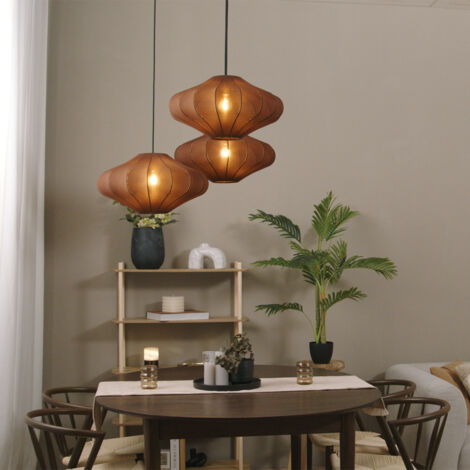 Japandi Pendant Lamp Brown 50cm 3-Lights - Plu