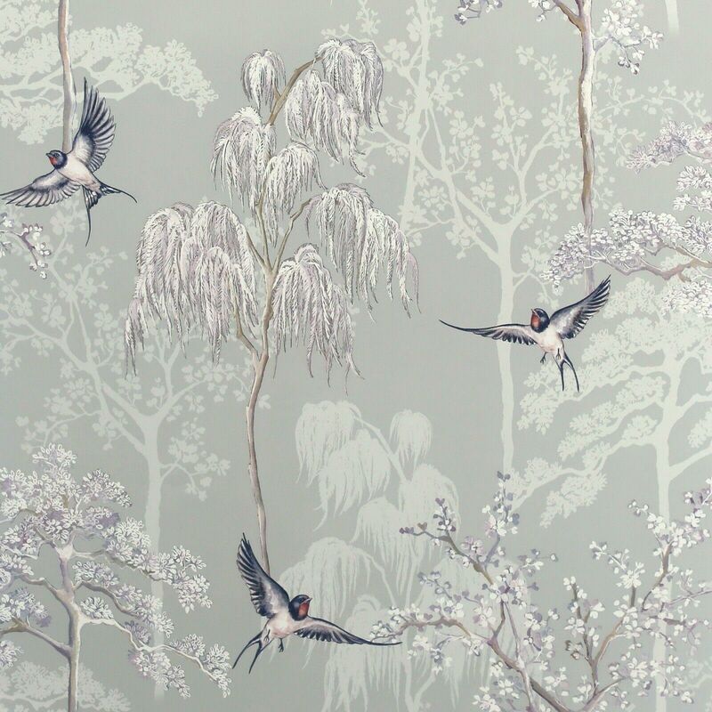 Arthouse - Japanese Garden Wallpaper Birds Tress Floral Grey Lilac