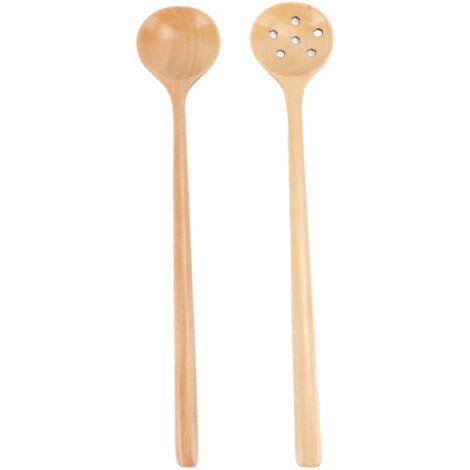 japanische Holzlöffel mit langen, dünnen, runden Griffen aus Buchenholz zum Mischen und Servieren