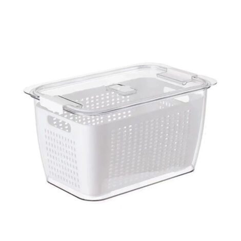 Japanischer 2-stöckiger Abtropfkorb für Kühlschränke mit weißem Filter, mittelgroß, 1,7 l